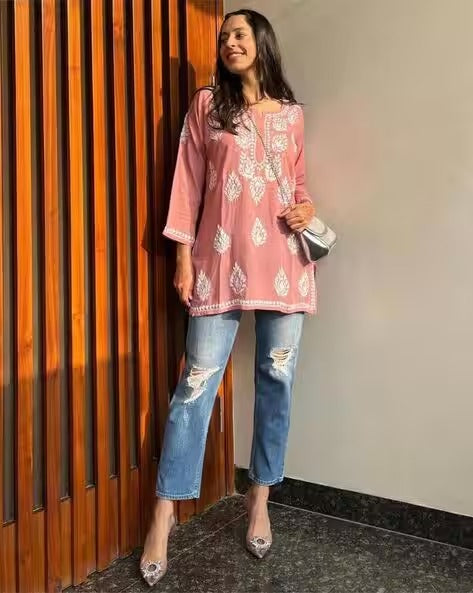 Women Embroidered Straight Fit Tunic