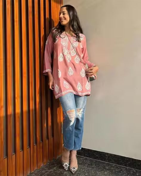 Women Embroidered Straight Fit Tunic